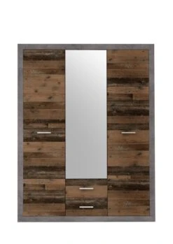 Kledingkast Storck 151cm 3 Deuren & 2 Lades & Spiegel - Old Style/beton 17 Kledingkast Storck 151cm 3 Deuren & 2 Lades & Spiegel - Old Style/beton -Emob Stone KLS RET frontal Old Style 58 732 AB 042e