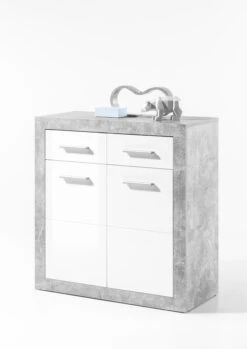 Commode Inga 82 Cm Met 2 Deuren & 2 Lades - Beton/wit 6 Commode Inga 82 Cm Met 2 Deuren & 2 Lades - Beton/wit -Emob Stone Kommode Beton Wei 36 671 D5 af94