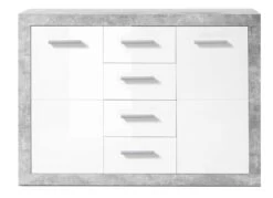 Commode Inga 117 Cm Met 2 Deuren & 4 Lades - Beton/wit 6 Commode Inga 117 Cm Met 2 Deuren & 4 Lades - Beton/wit -Emob Stone Kommode Beton Wei Frontal 36 674 D5 ab41