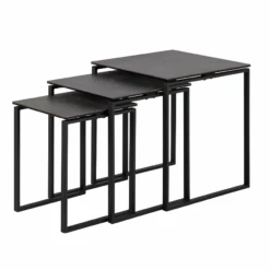 Set Van 3 Bijzettafels Nicola Keramiek - Zwart