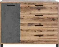 Commode Kalas 125cm Met 1 Deur & 4 Lades - Bruin/grijs 11 Commode Kalas 125cm Met 1 Deur & 4 Lades - Bruin/grijs -Emob d52fb401 339a 5656 87bc f63cd634272c c20b