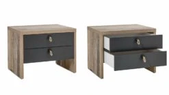 Nachtkastje Moleskin Met 2 Lades - Antraciet/old Style 9 Nachtkastje Moleskin Met 2 Lades - Antraciet/old Style -Emob s l1600 3 8e3d